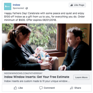 Indow Father's Day Facebook Ads AKvertise